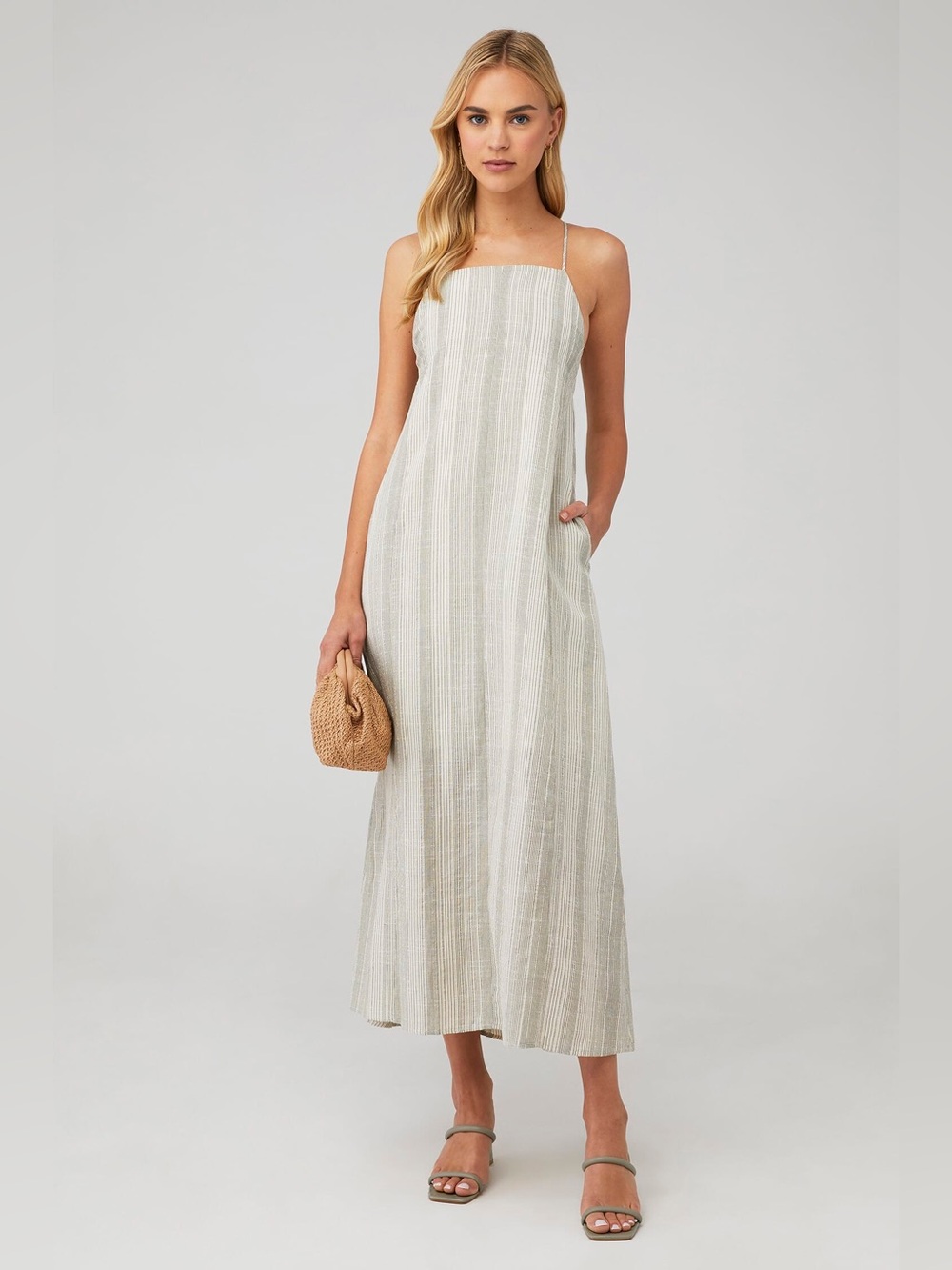 Sage Striped Spaghetti-Strap Maxi Dress by Sage
